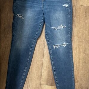 American Eagle Curvy Hi Rise Jegging Women's Blue Distressed Jeans